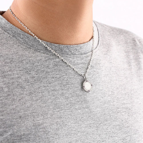 ≪AQUA SILVER/アクアシルバー≫幸せのシックスペンスコイン・ストーンネックレス