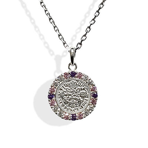 ≪AQUA SILVER/アクアシルバー≫幸せのシックスペンスコイン・ストーンネックレス