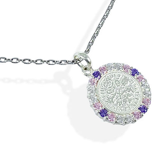 ≪AQUA SILVER/アクアシルバー≫幸せのシックスペンスコイン・ストーンネックレス