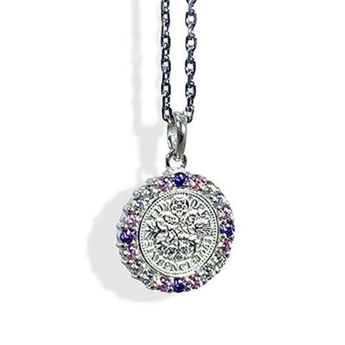 ≪AQUA SILVER/アクアシルバー≫幸せのシックスペンスコイン・ストーンネックレス