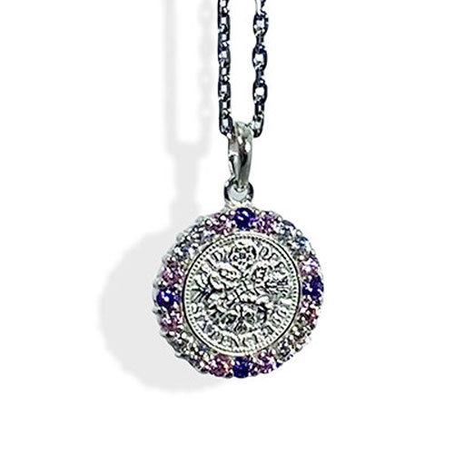 ≪AQUA SILVER/アクアシルバー≫幸せのシックスペンスコイン・ストーンネックレス