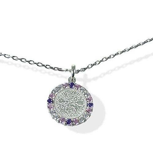 ≪AQUA SILVER/アクアシルバー≫幸せのシックスペンスコイン・ストーンネックレス