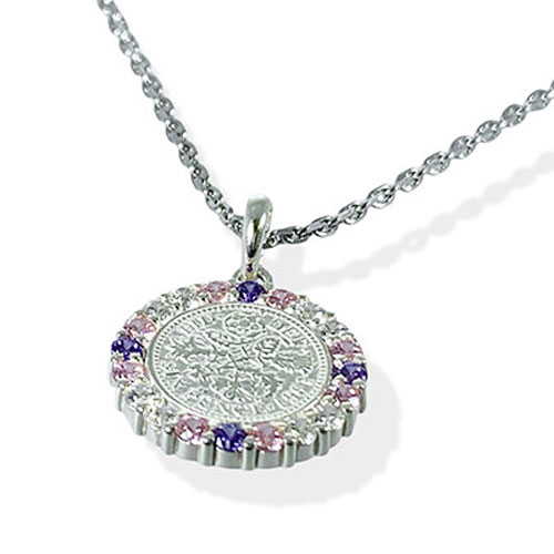 ≪AQUA SILVER/アクアシルバー≫幸せのシックスペンスコイン・ストーンネックレス