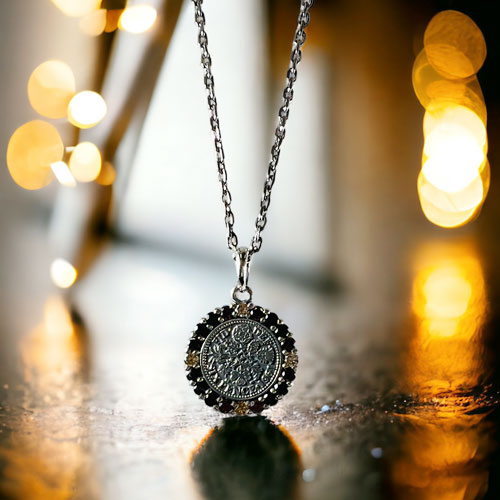 ≪AQUA SILVER/アクアシルバー≫幸せのシックスペンスコイン・ワイルドネックレス