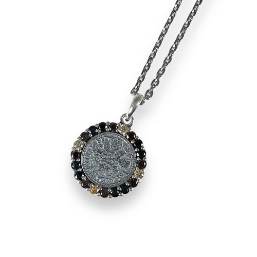 ≪AQUA SILVER/アクアシルバー≫幸せのシックスペンスコイン・ワイルドネックレス