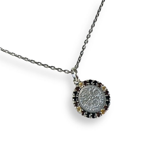 ≪AQUA SILVER/アクアシルバー≫幸せのシックスペンスコイン・ワイルドネックレス