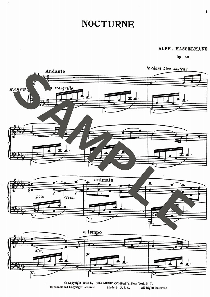 Nocturne pour la Harpe Op. 43 ノクターン / A.アッセルマン | 銀座