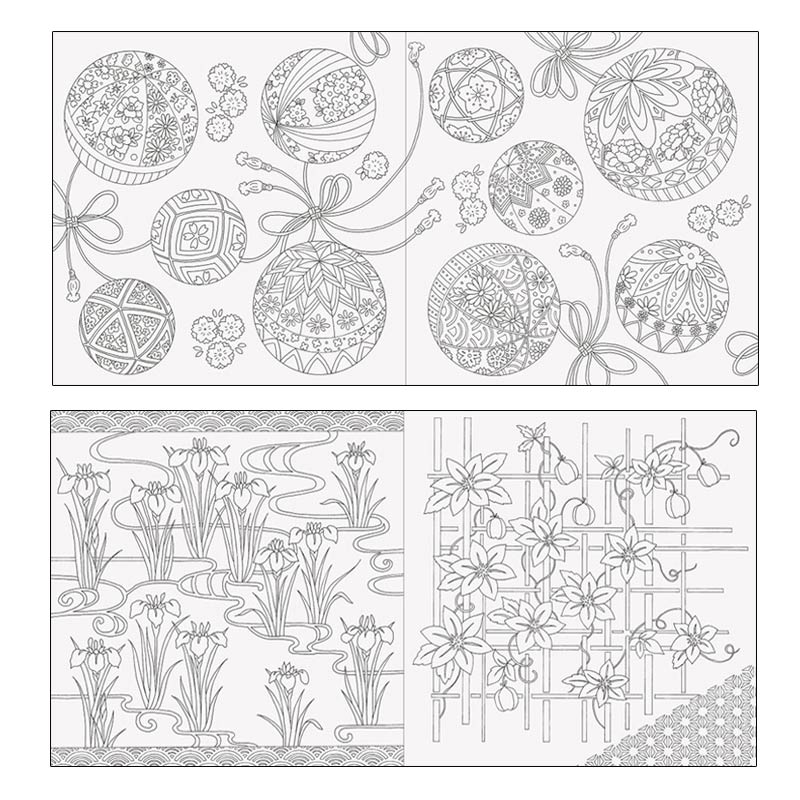 廃番・販売終了]449-2019 ｢和の花暦と花もよう ぬり絵ブック｣著：石村