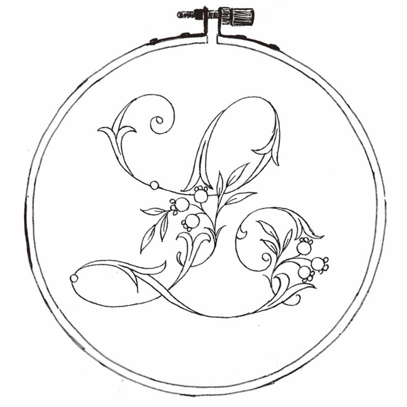 417-7085 アルファベット刺繍枠2すずらん弓部玲子シルク