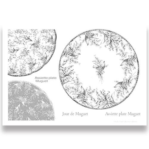 417-7130 すずらんプレート弓部玲子シルクスクリーン【特】<br  