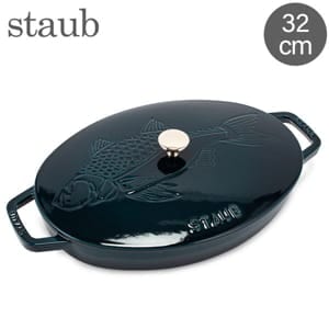 ���ȥ��� Staub �����Х�ۥåȥץ졼�� 32cm �ե��å��奷���ͥ��㡼 ξ���� �顦�᡼�� 40501-125-0 / 11223337 Covered dish fish drawing La Mer ��