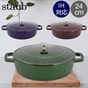 ���ȥ��� �� Staub �֥쥤���� ���ơ��ѥ� 24cm IH�б� �ۡ������� ξ���� ������� �ݲ� Braiser w/ Chistera Drop - Structure Round ��