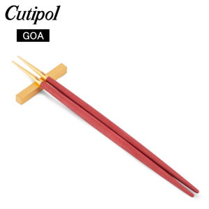 クチポール Cutipol GOA ゴア 箸 ＋ 箸置きセット レッド×ゴールド