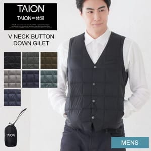 タイオン TAION ベーシック Vネックボタン ダウンジレ メンズ TAION