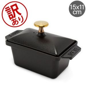 ストウブ ハーフテリーヌ チェリー 黒耳 staub 赤 テリーヌ型 業務用美品 訳あり】ストウブ Staub ハーフテリーヌ 15×11cm 鍋 テリーヌ型