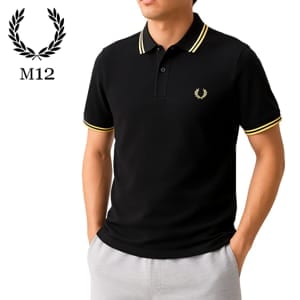 �ե�åɥڥ꡼ Fred Perry �ݥ������ M12 �ĥ���ƥ��åץ� TWIN TIPPED FRED PERRY SHIRT �ݥ� ����� Ⱦµ �ȥåץ� ��� ��ǥ����� ����ץ� �����奢�� ������� 157 Black / Champagne / Champagne ��