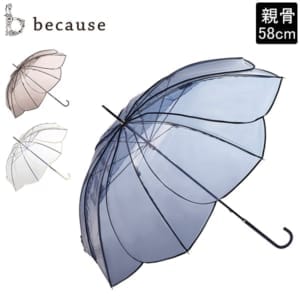 �ӥ����� because ���ꥢ����֥�� / ���顼�ѥ��ԥ� Ĺ�� ���� �ӥˡ��뻱 �ַ��� �߱��к� ���� ��ǥ����� ���� �ڤ䤫 �֥������ ���ꥢ�ǥ����� �������쥤�󥰥å� Clear Umbrella/Color Piping  ��