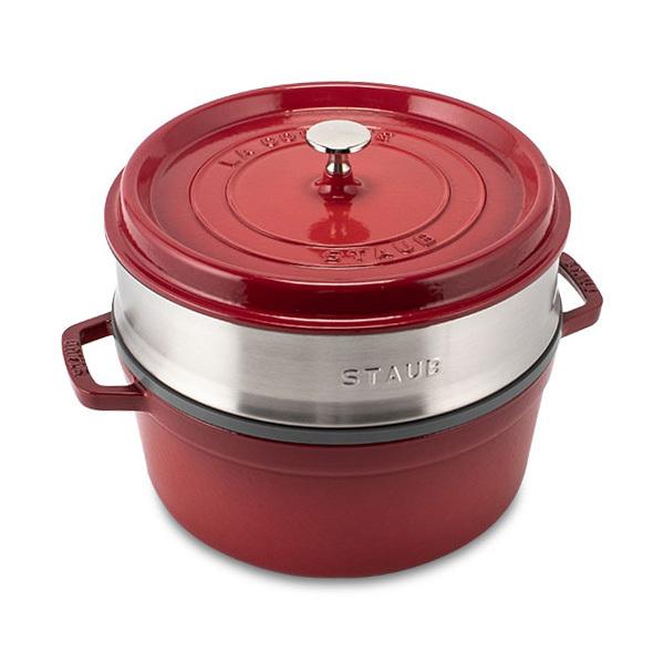 訳あり】 ストウブ 鍋 Staub ココットラウンド / スチーマーセット