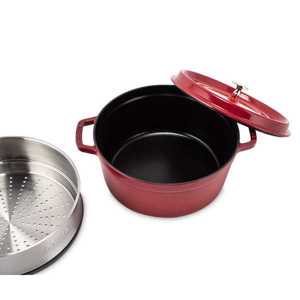 訳あり】 ストウブ 鍋 Staub ココットラウンド / スチーマーセット