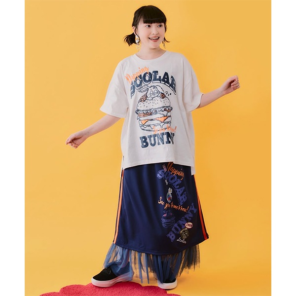 スカラー ScoLar お昼寝ウサギinスカラーバーガー柄Tシャツ 162671