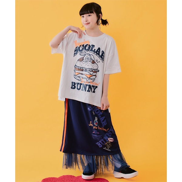 スカラー ScoLar お昼寝ウサギinスカラーバーガー柄Tシャツ 162671