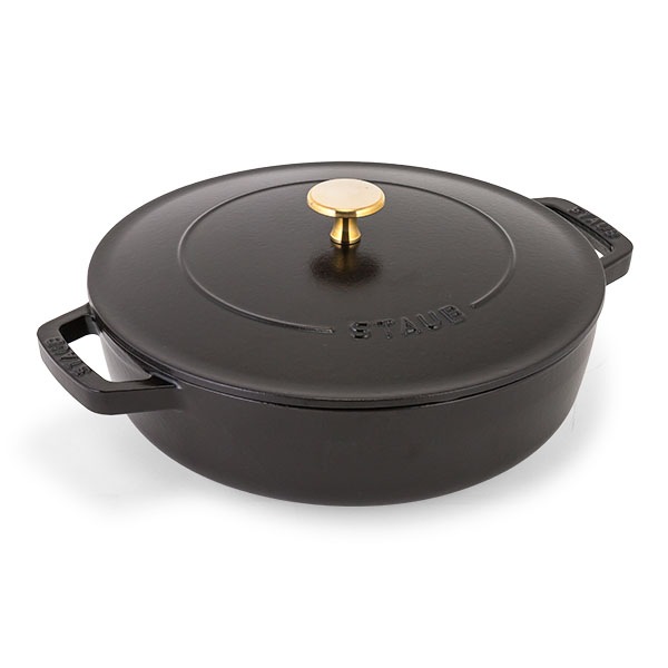 新品！Staub Braiser Shiny Black 24cm 訳あり】ストウブ 鍋 Staub ブレイザー ソテーパン 24cm IH対応