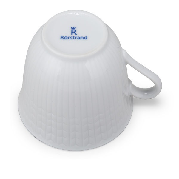 【訳あり】白レース ハンドル付き 盛り上げ グラス カップ ソーサー ロールストランド Rorstrand スウェディッシュグレース コーヒー