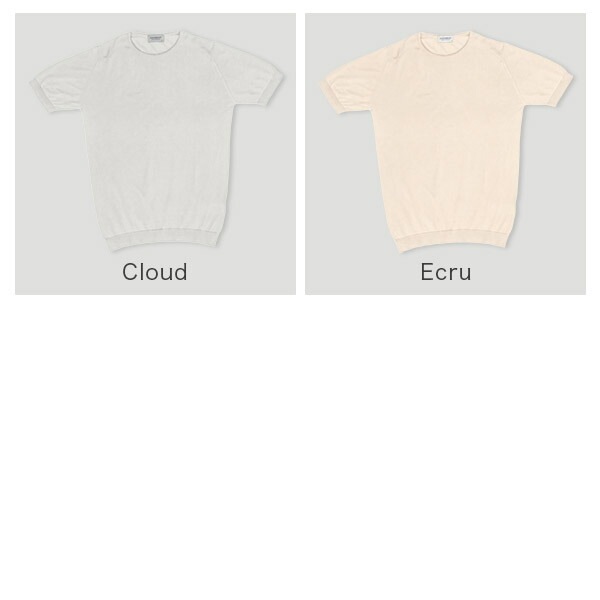 JOHN SMEDLEY 半袖ニット L クリーム　Ecru 30G シーアイランドコットン半袖クルーネックニット【KEMPTON