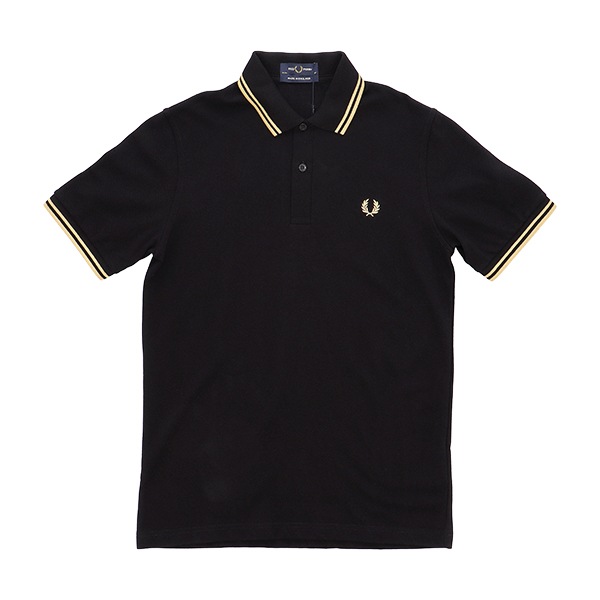 �ե�åɥڥ꡼ Fred Perry �ݥ������ M12 �ĥ���ƥ��åץ� TWIN TIPPED FRED PERRY SHIRT �ݥ� ����� Ⱦµ �ȥåץ� ��� ��ǥ����� ����ץ� �����奢�� ������� 157 Black / Champagne / Champagne ��