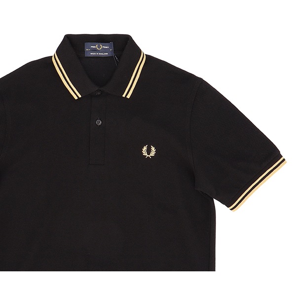 �ե�åɥڥ꡼ Fred Perry �ݥ������ M12 �ĥ���ƥ��åץ� TWIN TIPPED FRED PERRY SHIRT �ݥ� ����� Ⱦµ �ȥåץ� ��� ��ǥ����� ����ץ� �����奢�� ������� 157 Black / Champagne / Champagne ��