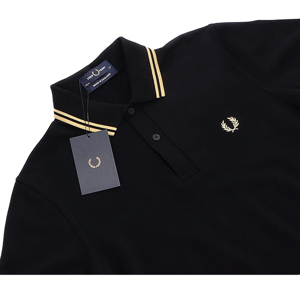 �ե�åɥڥ꡼ Fred Perry �ݥ������ M12 �ĥ���ƥ��åץ� TWIN TIPPED FRED PERRY SHIRT �ݥ� ����� Ⱦµ �ȥåץ� ��� ��ǥ����� ����ץ� �����奢�� ������� 157 Black / Champagne / Champagne ��
