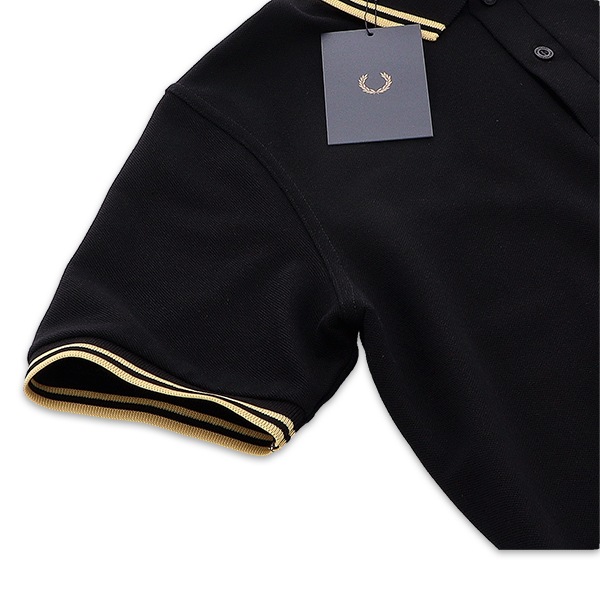 �ե�åɥڥ꡼ Fred Perry �ݥ������ M12 �ĥ���ƥ��åץ� TWIN TIPPED FRED PERRY SHIRT �ݥ� ����� Ⱦµ �ȥåץ� ��� ��ǥ����� ����ץ� �����奢�� ������� 157 Black / Champagne / Champagne ��