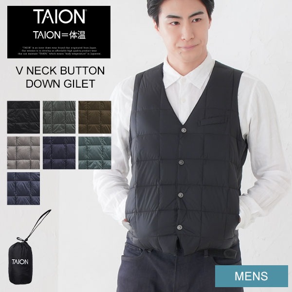 �������� TAION �١����å� V�ͥå��ܥ��� �����󥸥� ��� TAION-003 ������٥��� ����ʡ������� ������ V NECK BUTTON DOWN GILET ��