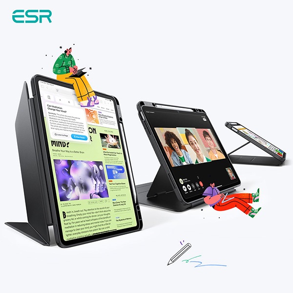 ESR Flip ペンホルダー付きハイブリッドケース for iPad Pro 13インチ