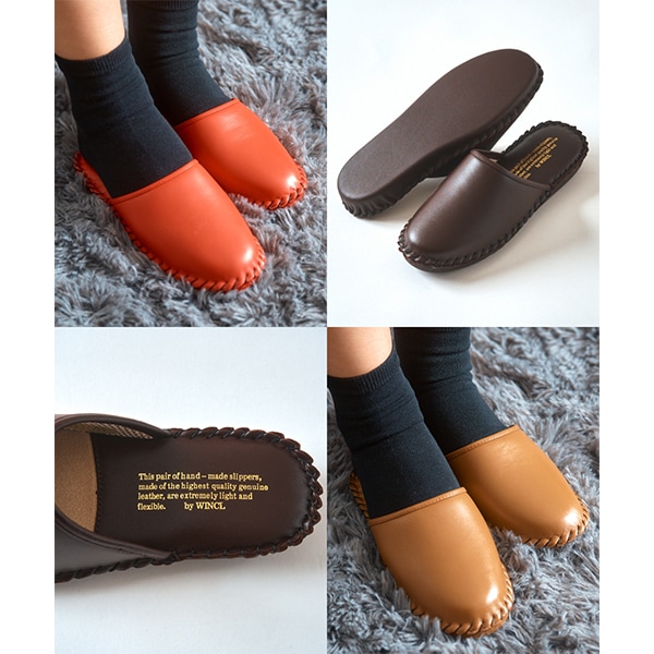 �����󥯥� WINCL �쥶������å� Leather Slippers ���Ĥ������� 22.5��26.5cm �ܳץ���å� ���ƥ��� �롼�ॷ�塼�� ������������� ������ ���ե��� ��� ��ǥ����� ����ץ�ǥ����� £��ʪ ���ե� ��