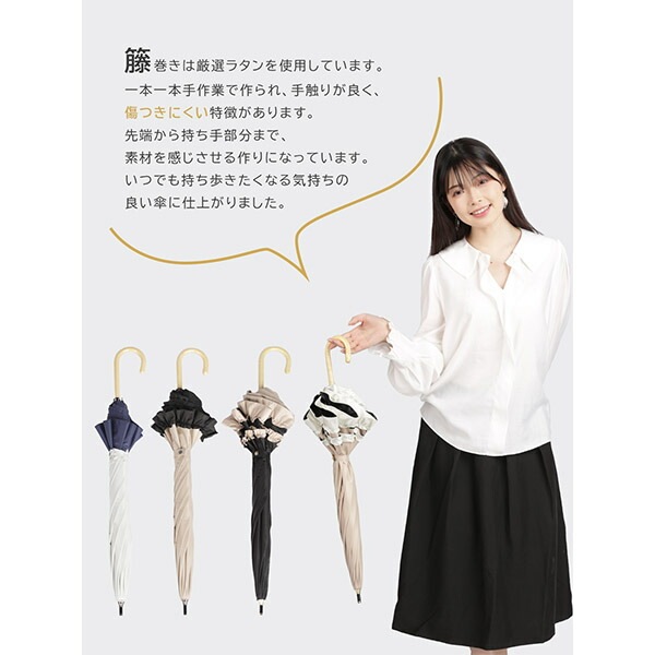 キザワ KIZAWA 傘 日傘 完全遮光 フリル 深張り ドーム型 シングル