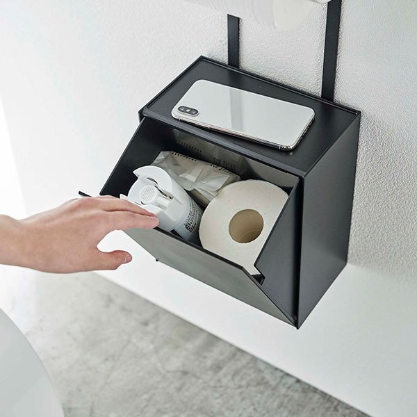 トイレットペーパーホルダー上トレー＆収納ケース タワー 山崎実業