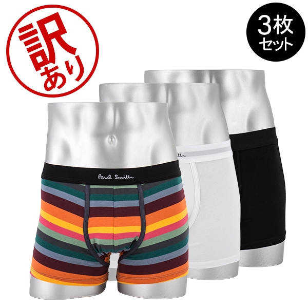 ۥݡ륹ߥ PAUL SMITH  ܥѥ 3祻å 914C ѥ    Men's Black Boxer Briefs 3 Pack ȥå 