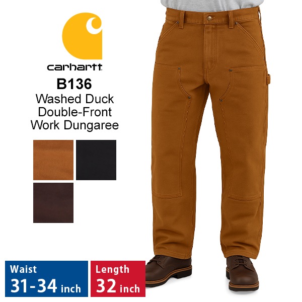 �����ϡ��� Carhartt �ѥ�� ����ѥ�� B136 ���֥�ˡ� �ڥ��󥿡��ѥ�� 12���� ���å����� �롼���ե��å� ��� �礭�������� ����� ����� Washed Duck Double-Front Work Dungaree ��