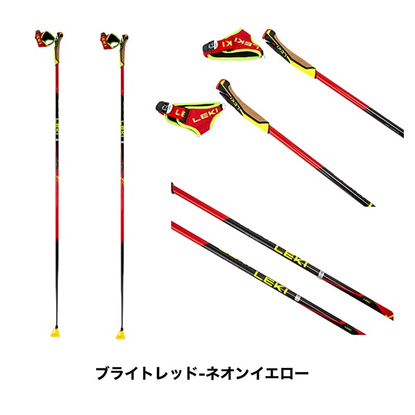 �쥭 LEKI �ݡ��� HRC MAX ����������ȥ꡼�� �ȥåץ졼���󥰥ݡ��� �ߵ� ���ݡ��� ���ʥ졼���ѥ��� Ķ���� �����ܥ� 6524000111 Cross Country bright red-neonyellow-carbon structure  ��