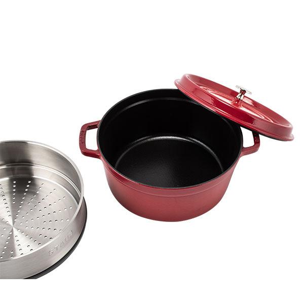 訳あり】 ストウブ 鍋 Staub ココットラウンド / スチーマーセット