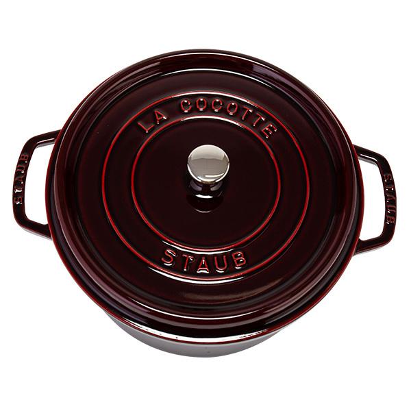 新品未使用】STAUB ストウブ 赤 両手鍋 28cm箱、取扱説明書付き 鋳物