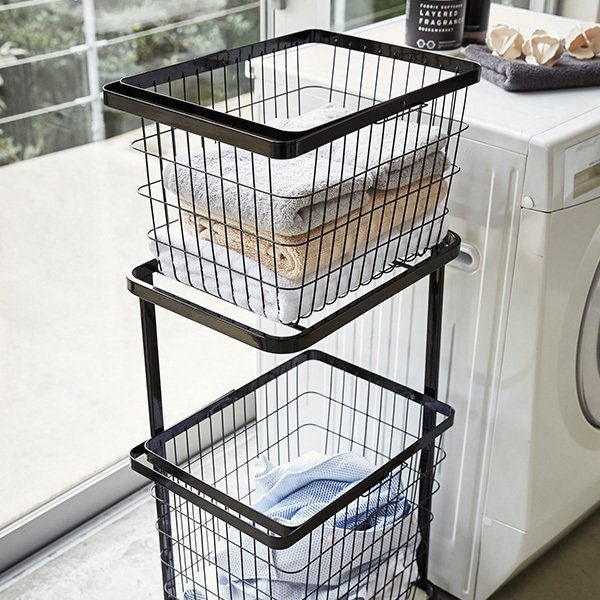 ランドリーワゴン+バスケットセット タワー M L ワゴン WH BK キャスター付き 3点セット 山崎実業 おしゃれ かわいい ランドリー バスケット 2大特典 ［ ランドリーワゴン ＋ バスケット タワー セット ］ 山崎