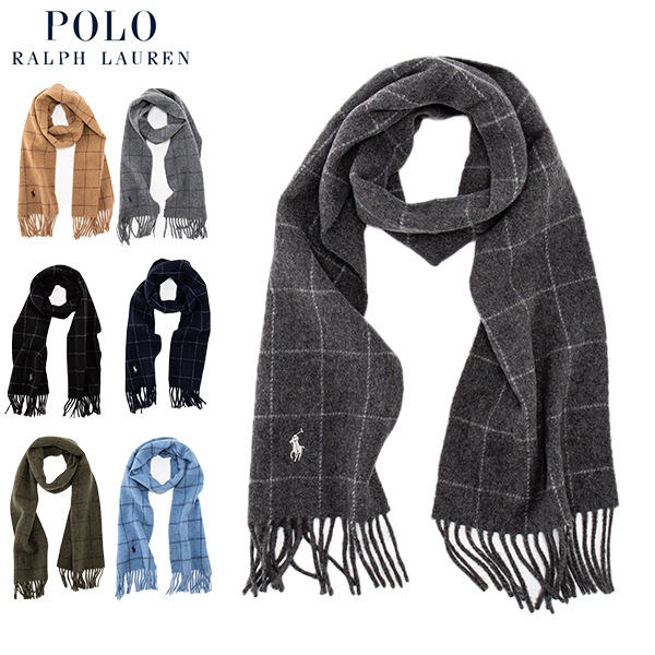 �ݥ� ���ե������ POLO RALPH LAUREN �ޥե顼 ���ȡ��� ��С����֥륦����ɥ��ڡ��� �������� PC0743 reversible windowpane scarf ��� ��ǥ����� ��˥��å��� �˽����� ��