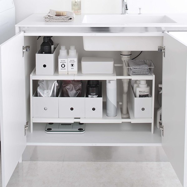 伸縮シンク下ラック 2段 D30 タワー tower 山崎実業 シンク下