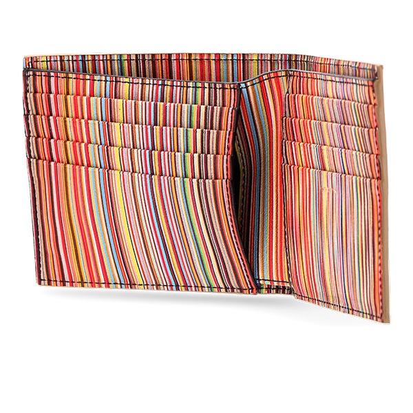 ポールスミス 2つ折り財布 茶×インナーマルチストライプ 新品 本革 レザー ポールスミス 2つ折り財布 茶×インナーマルチストライプ 新品 本革