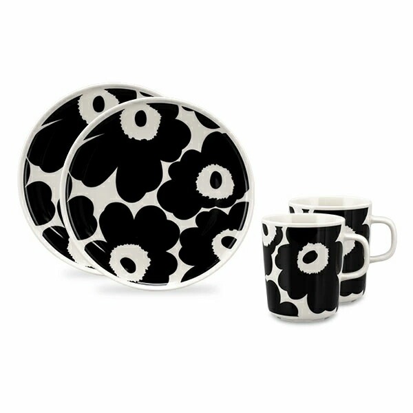 【ペア】marimekko 白黒　お馬さん柄のお皿　約27cm 訳あり】マリメッコ Marimekko ペアセット マグカップ プレート 食器