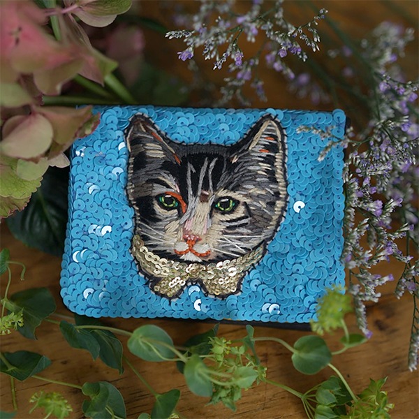 tamao world タマオワールド 折り財布 ミニ財布 刺繍 スパンコールミニ