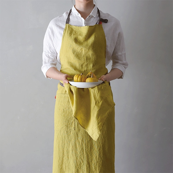 Lino e Lina リネンエプロン イエロー Lino e Lina ｜ 心地いいリネンのフルエプロン