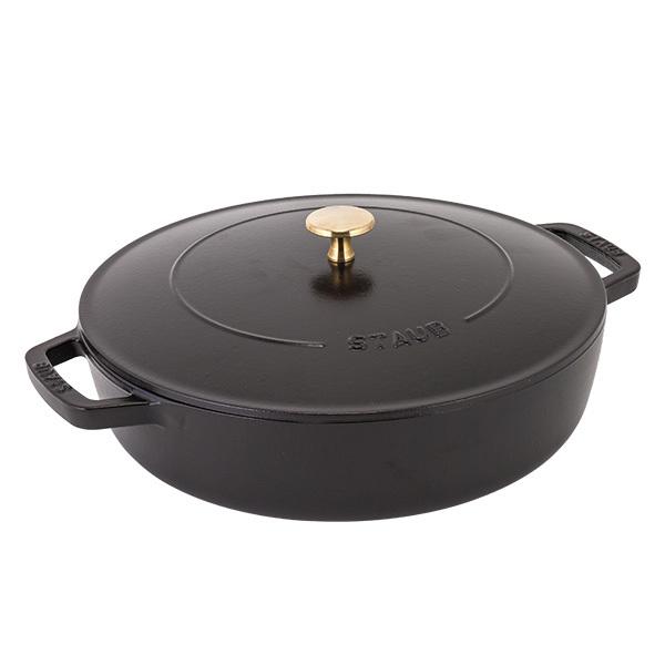 STAUB ダークブルー 鋳鉄鍋 28cm 蓋付き Staub（ストウブ） 【並行輸入品】ストウブ 鍋 ブレイザー ソテーパン